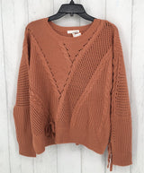 M Lace up knit sweater