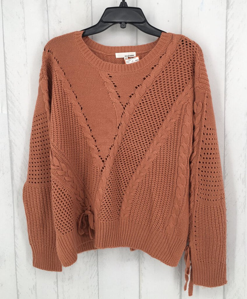 M Lace up knit sweater