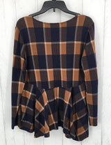 M Plaid hi-lo l/s top