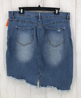 12 Distressed denim skirt