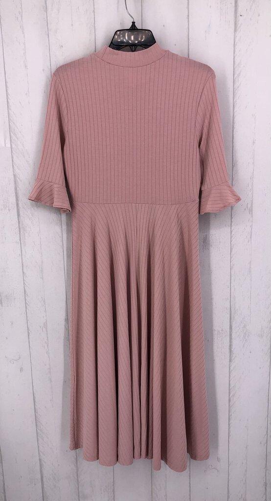 M Ribbed mock neck flutter slv dress