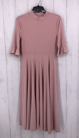 M Ribbed mock neck flutter slv dress