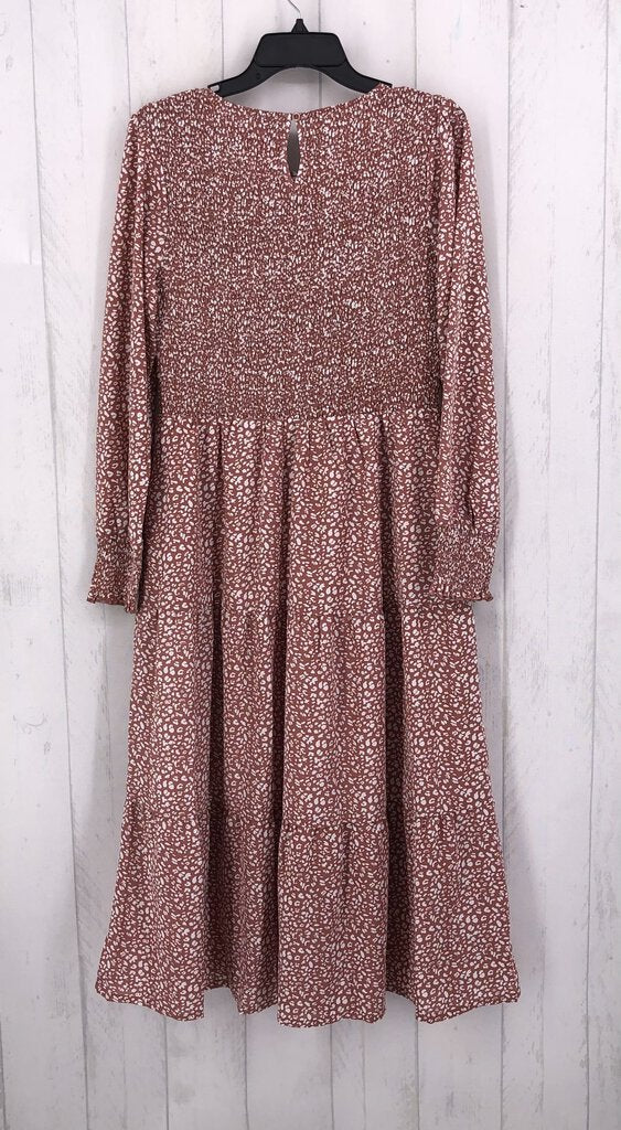 L Smocked tiered l/s dress