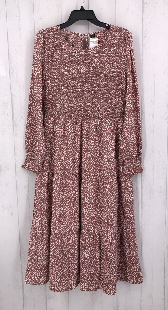 L Smocked tiered l/s dress