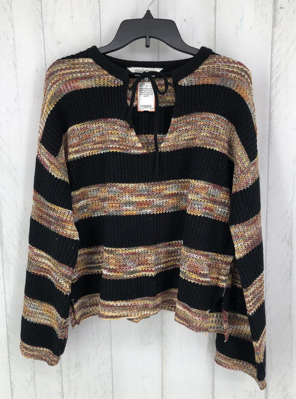 M Marled striped tie neck sweater