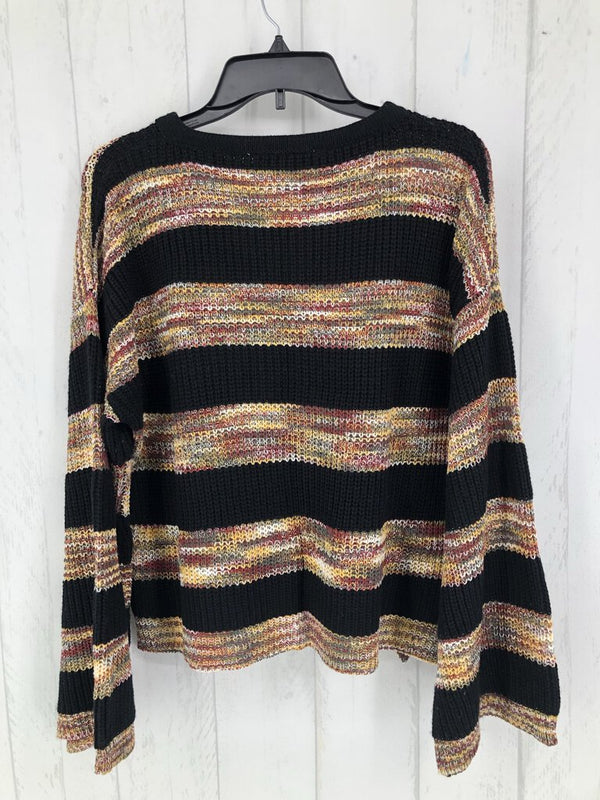 M Marled striped tie neck sweater