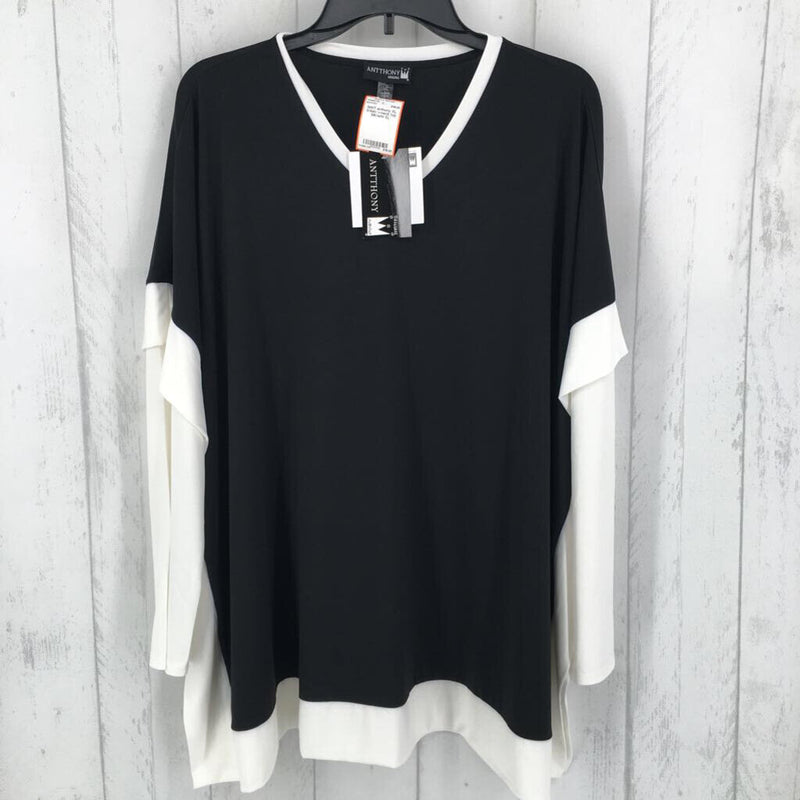 XL 3/4slv v-neck top