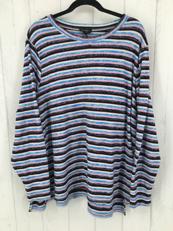 3X Striped slit sides l/s top