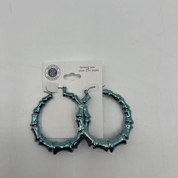 Blue hoop earings