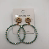 Flower and beaded hoop earrings