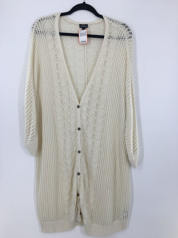 3X Open knit buttoned cardigan