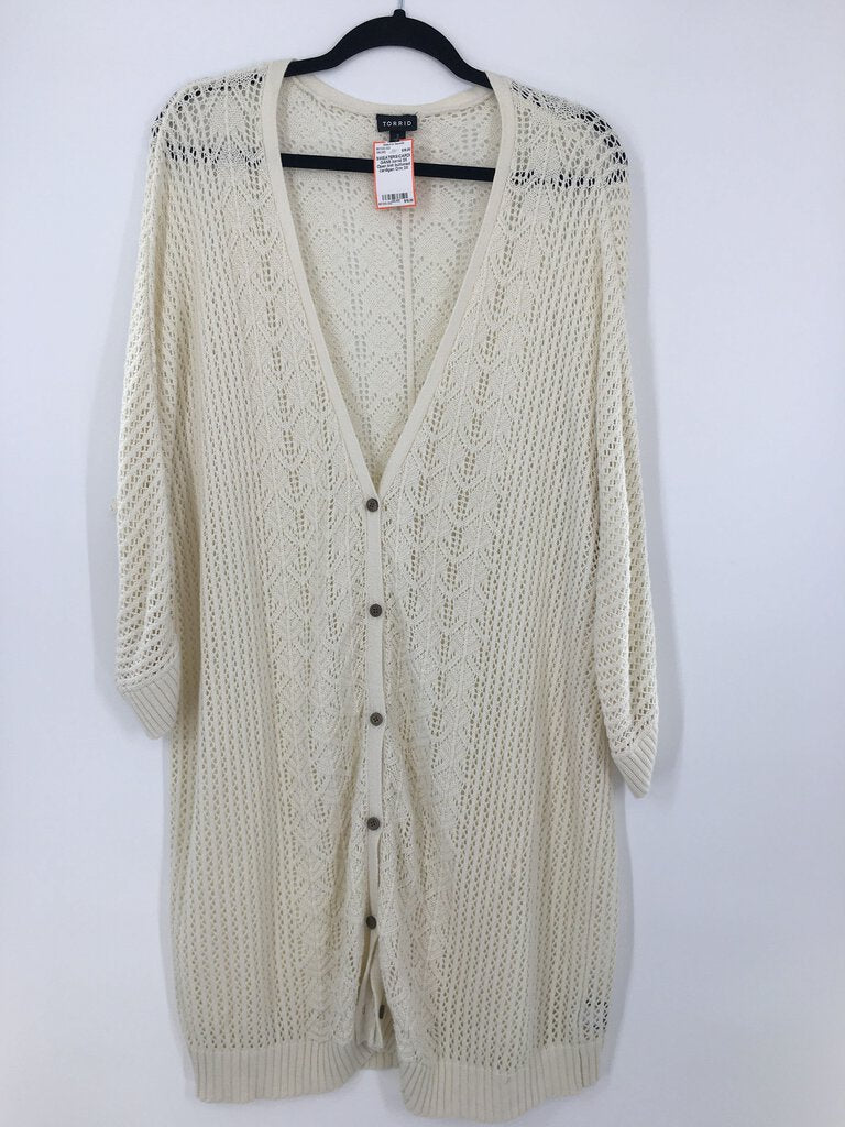 3X Open knit buttoned cardigan