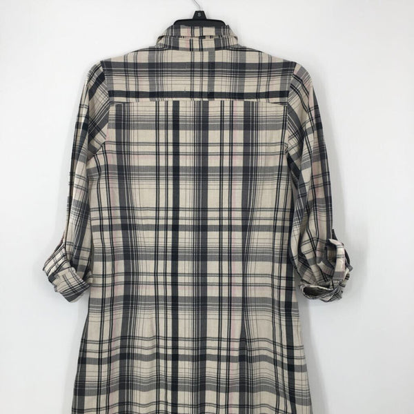 XS Plaid button down l/s shirtdress