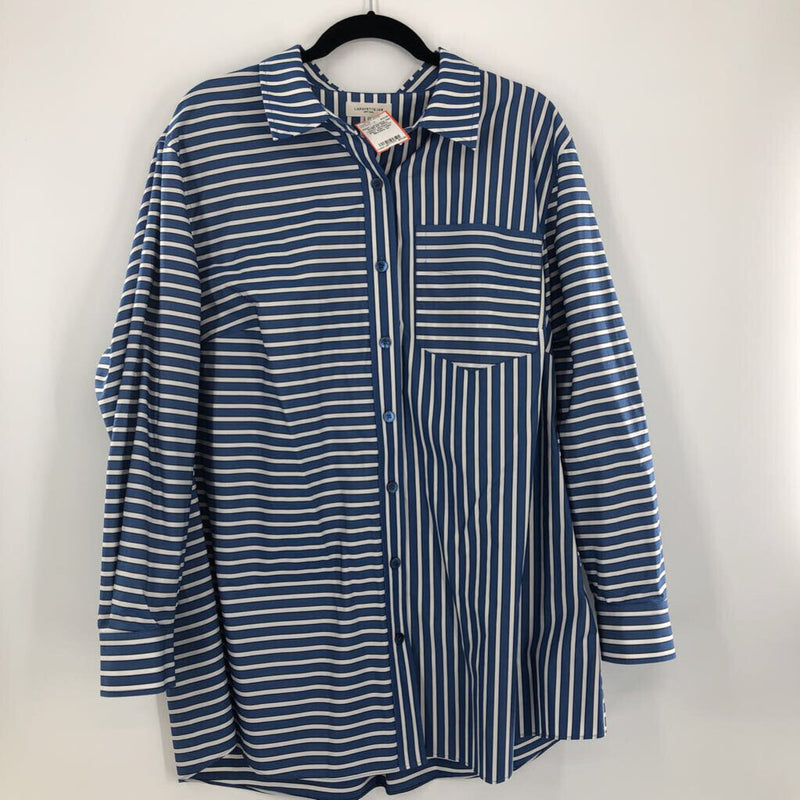 R798-2X 100% cotton striped l/s shirt with collar