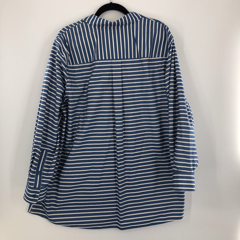 R798-2X 100% cotton striped l/s shirt with collar