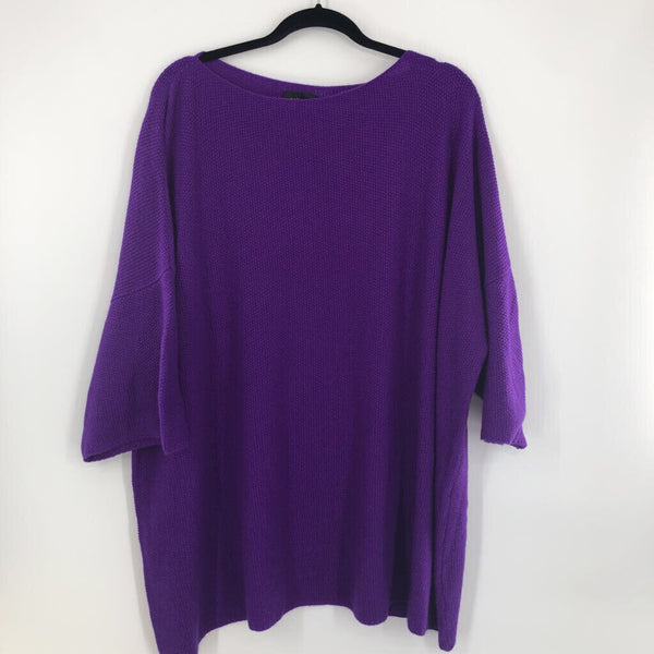 R1695 O/S Square 3/4 slv top 100% cashmere