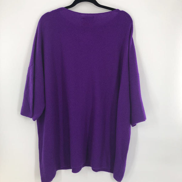 R1695 O/S Square 3/4 slv top 100% cashmere