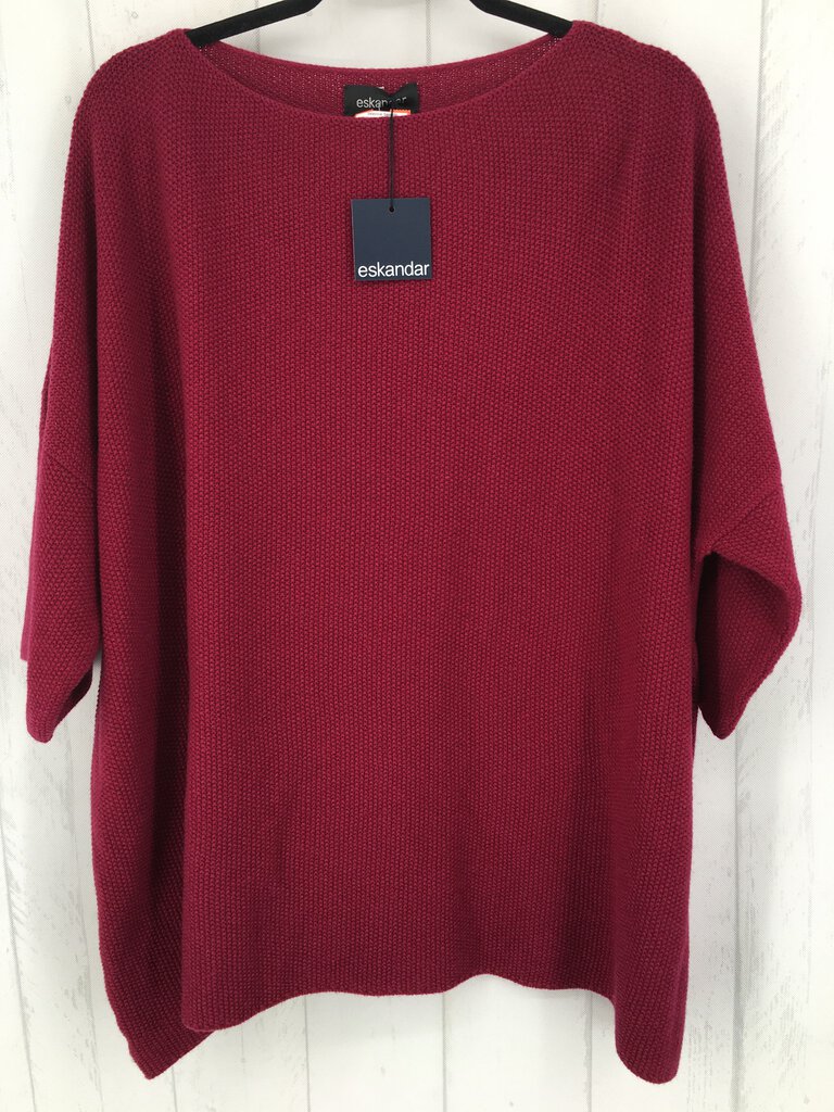 R1695 O/S Square 3/4 slv top 100% cashmere