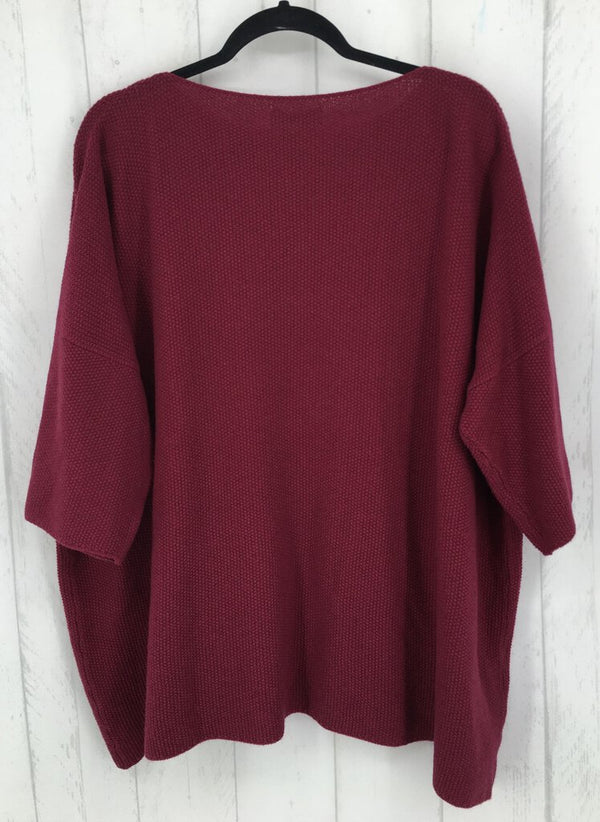 R1695 O/S Square 3/4 slv top 100% cashmere