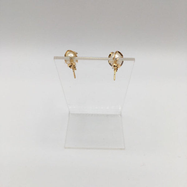 Gold plated caged pearl earrings