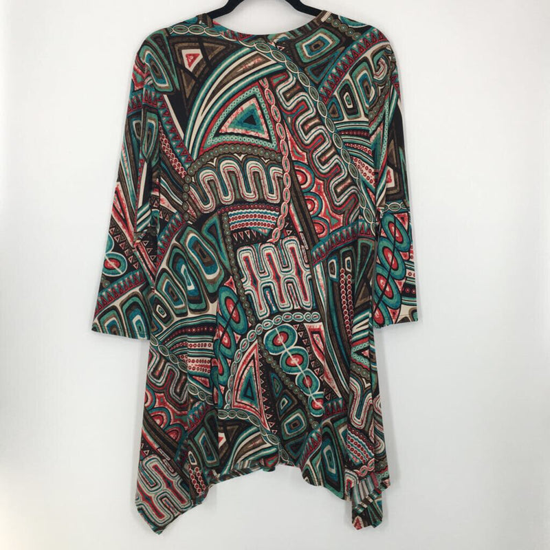 L Printed v-neck 3/4 slv tunic