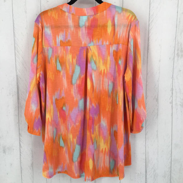 XL Tie-dye v-neck tab slv tunic