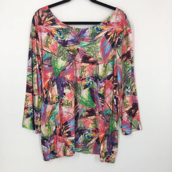 XXL Printed 3/4 slv top