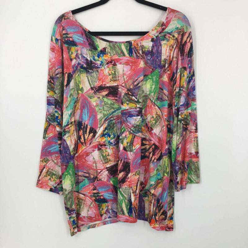 XXL Printed 3/4 slv top