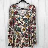 22/24 Printed cold-shoulder l/s top