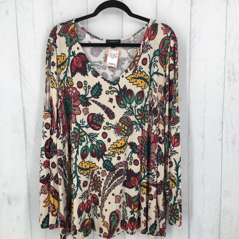 22/24 Printed cold-shoulder l/s top