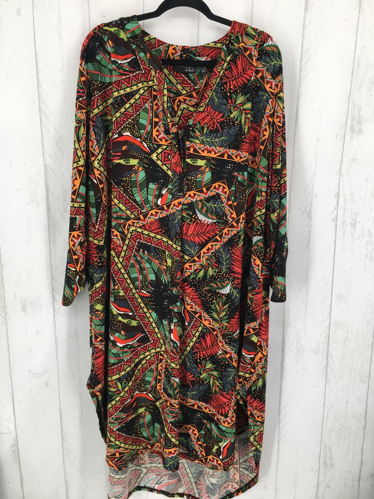 2XP Printed button front tab slv dress