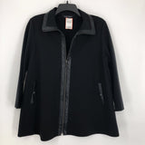 M Vegan leather trim a-line jacket