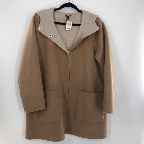 M Wool/cashmere blend hooded reversible coat