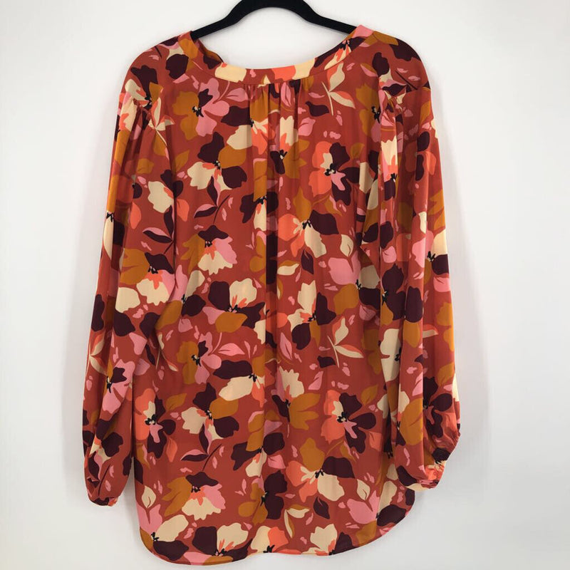 L Flo print v-neck l/s blouse