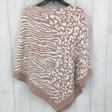 O/S Animal print cozy poncho