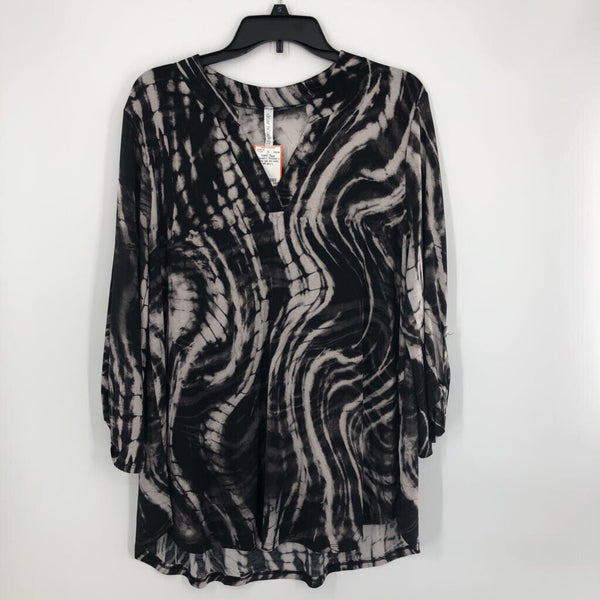 L Printed v-neck tab slv tunic