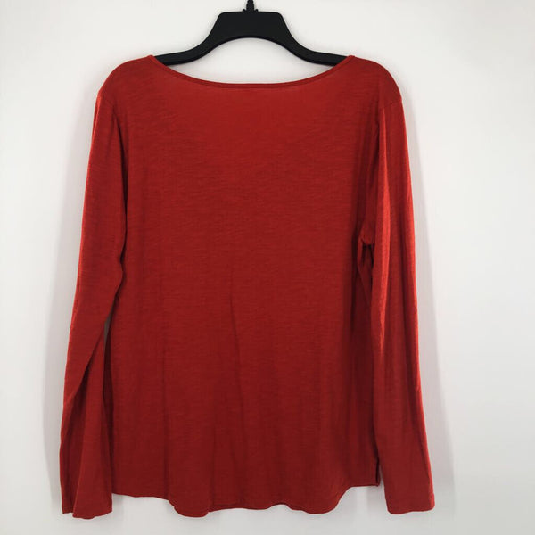 L Marled notch neck l/s top