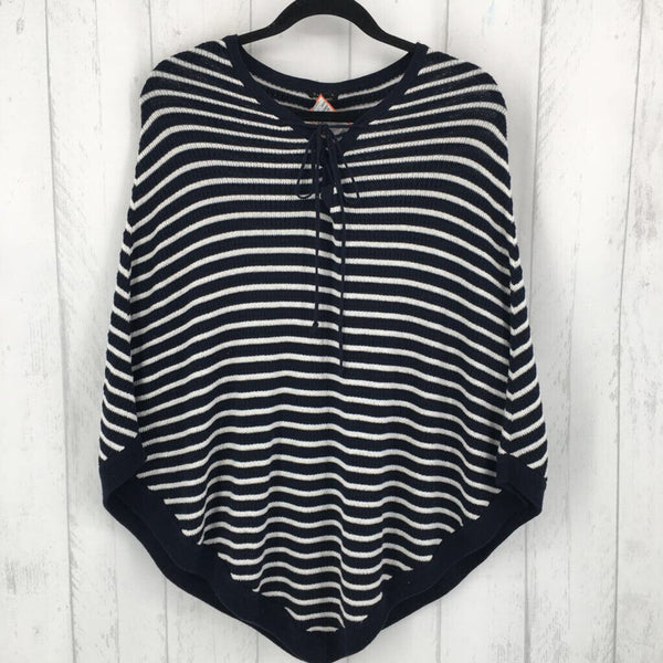 XS Striped tie-front poncho