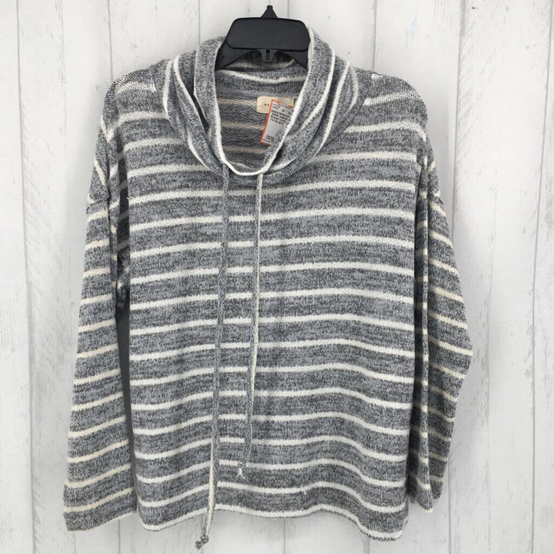 S Striped cowl-neck l/s top