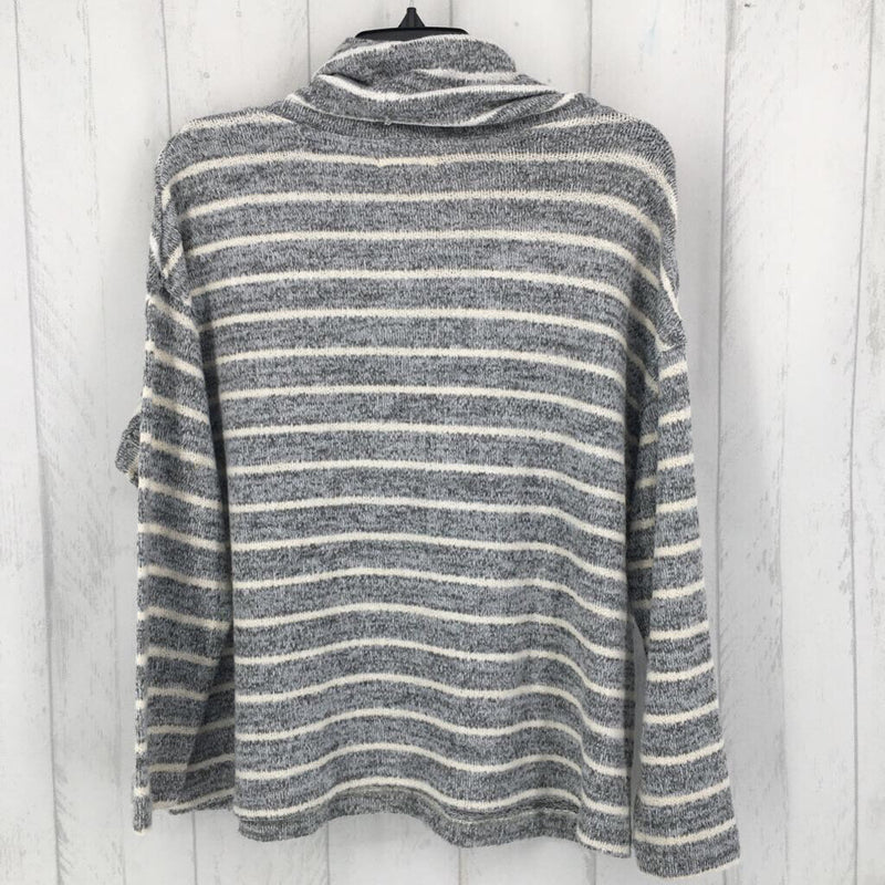 S Striped cowl-neck l/s top