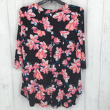 XL Flo print v-neck tab slv tunic