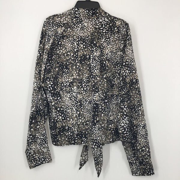 L Printed button down l/s top