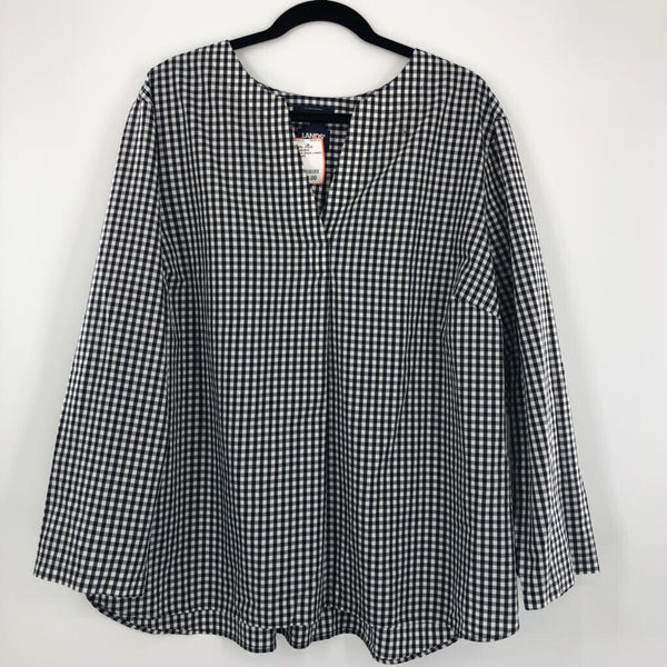 2x l/s check v-neck top