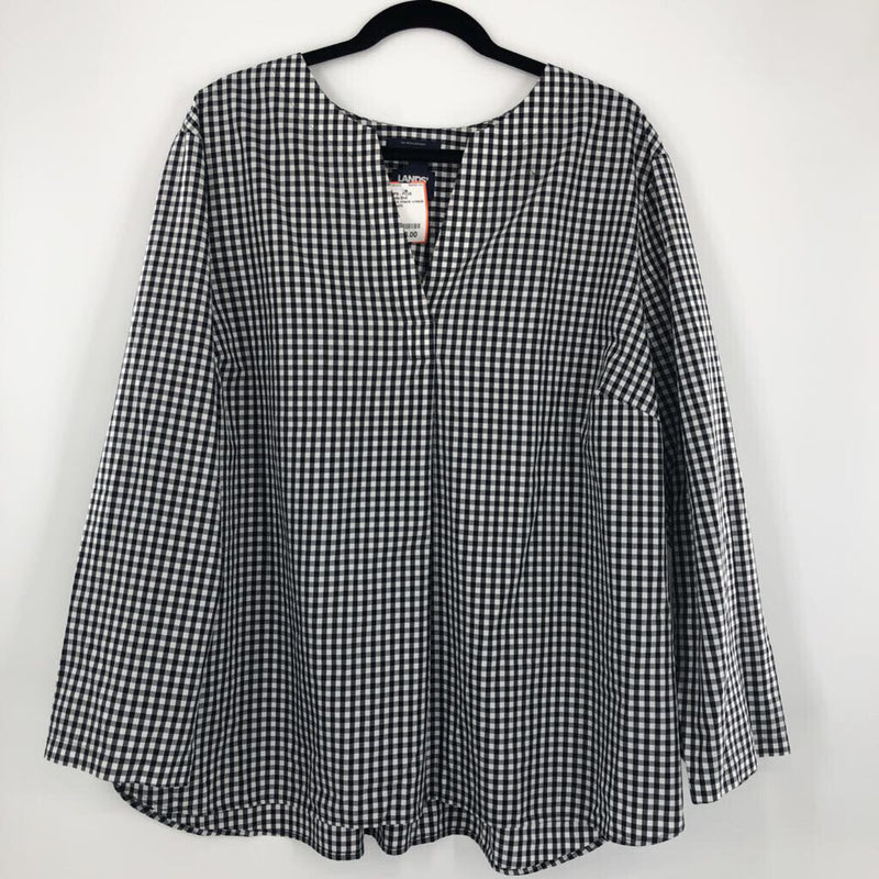 2x l/s check v-neck top