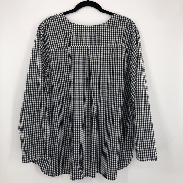 2x l/s check v-neck top