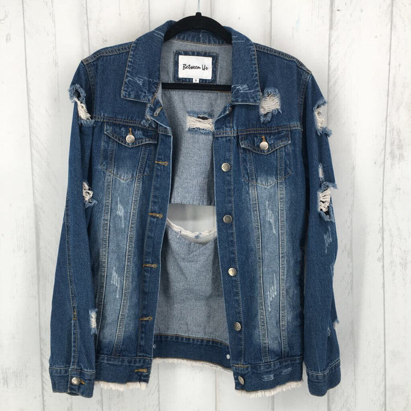 1x distressed button jean jacket