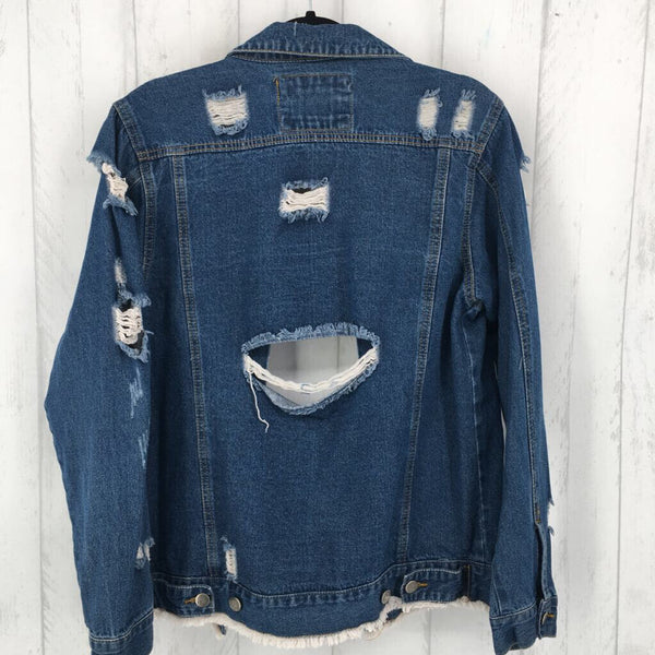 1x distressed button jean jacket