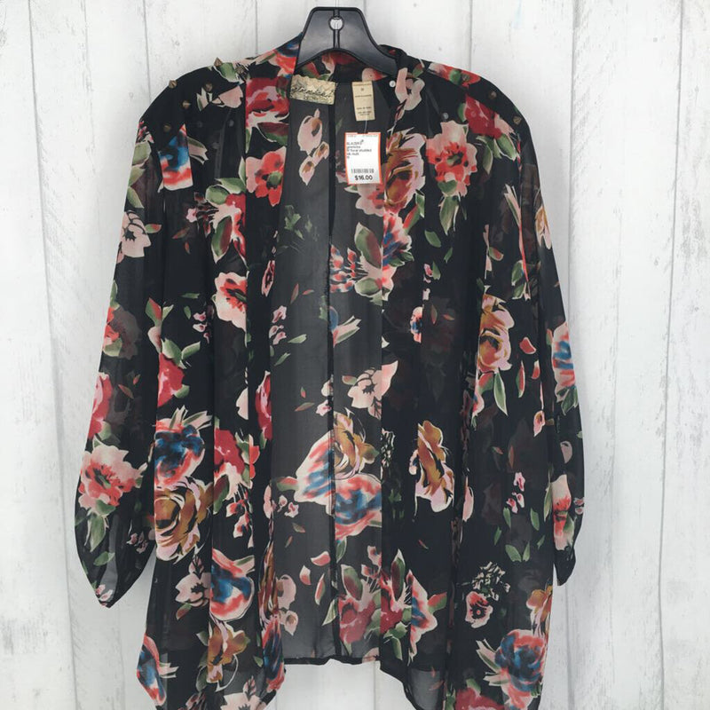 M floral studded open blazer