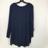 2p(L) V-neck pleated back l/s top