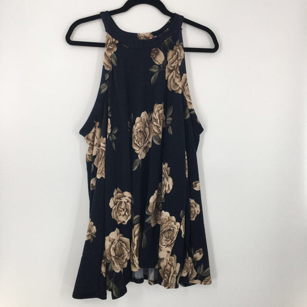 2XL Cold shoulder flo print l/s top